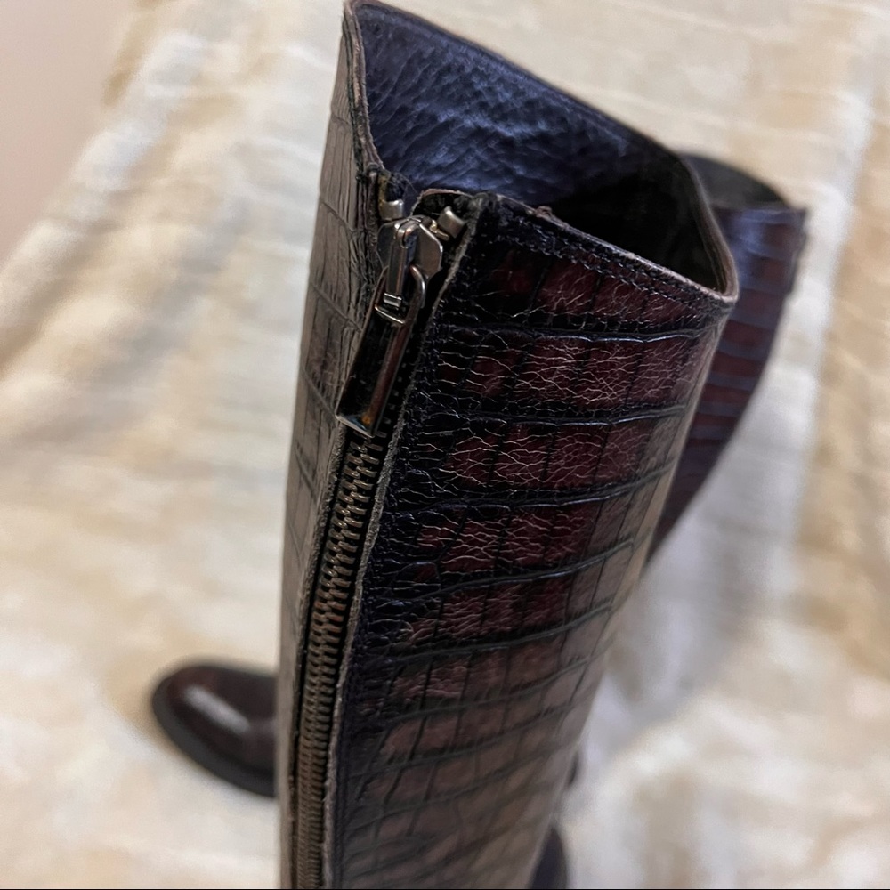Ma & Lo Croc Embossed Tall Boots - Picture 9 of 14